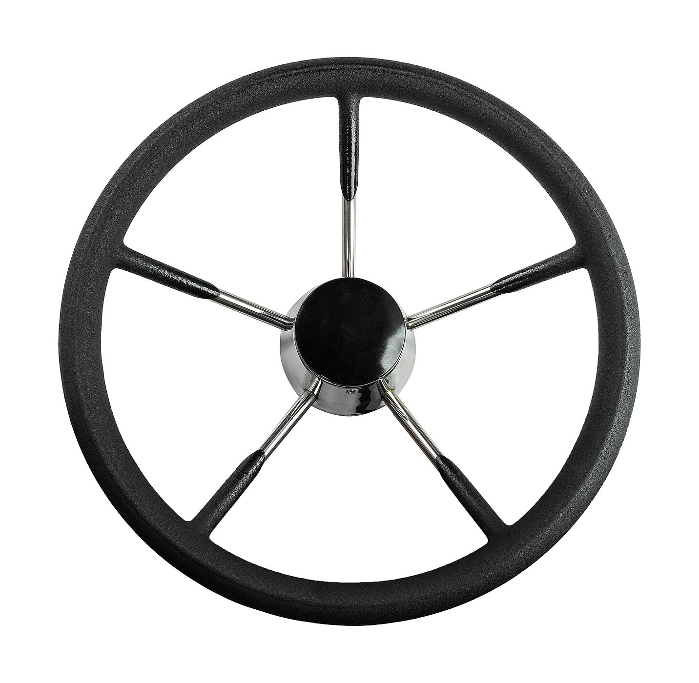 Купить Рулевое колесо черный обод, стальные спицы, диаметр 340 мм AAA 73053-01 7ft.ru в интернет магазине Семь Футов
