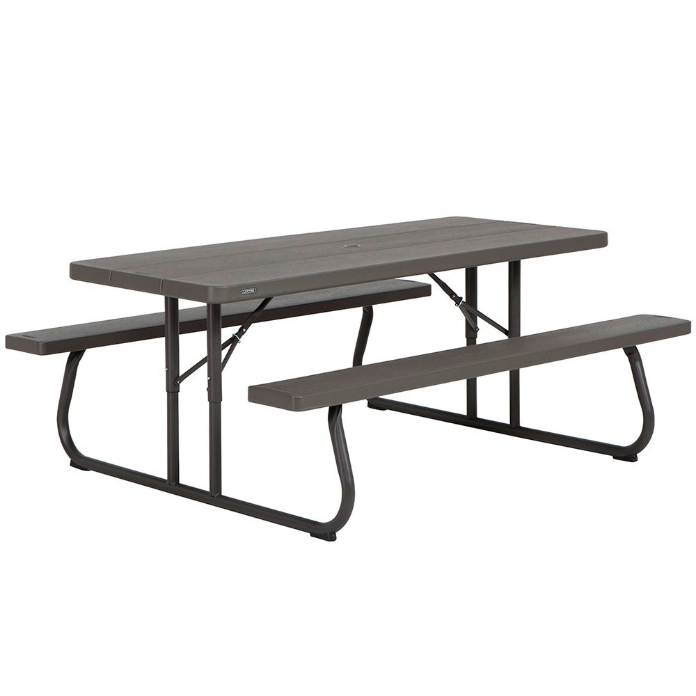 Lifetime 92200 Сверхпрочный складной стол со скамьями 183x76x74 cm UV100 Черный Brown