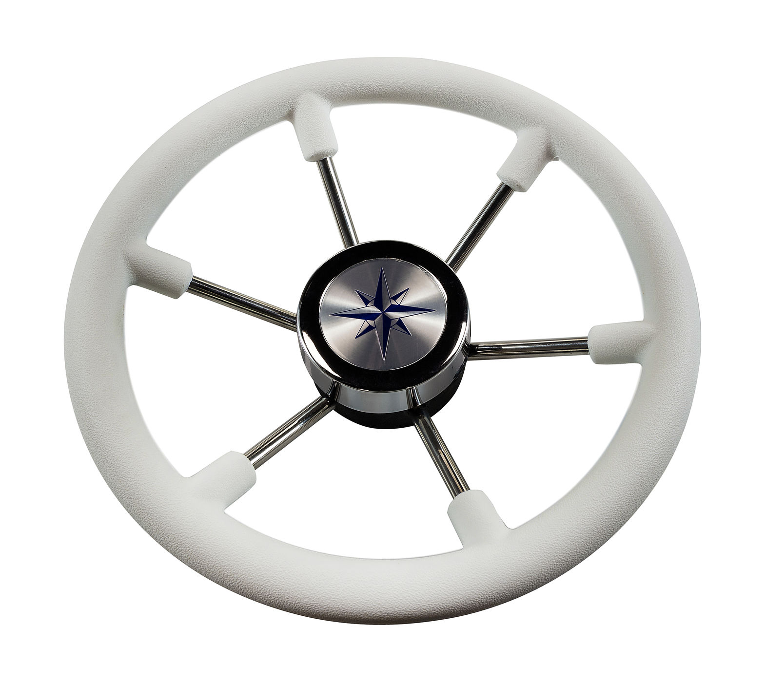 Рулевое колесо LEADER PLAST белый обод серебряные спицы д. 330 мм Volanti Luisi VN8330-08
