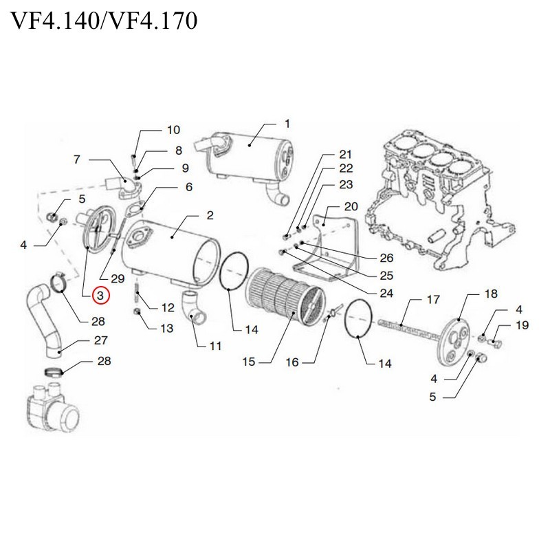 Крышка теплообменника Vetus VFP01517 для двигателей VF4.140/VF4.170/VF5.220/VF5.250