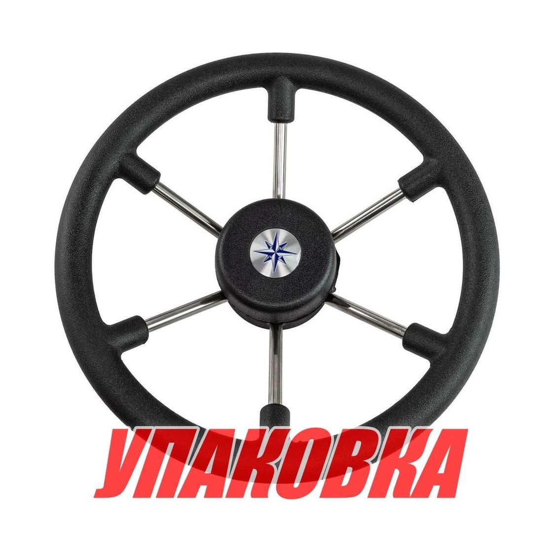 Рулевое колесо LEADER TANEGUM черный обод серебряные спицы д. 330 мм (упаковка из 6 шт.) Volanti Luisi VN7330-01_pkg_6