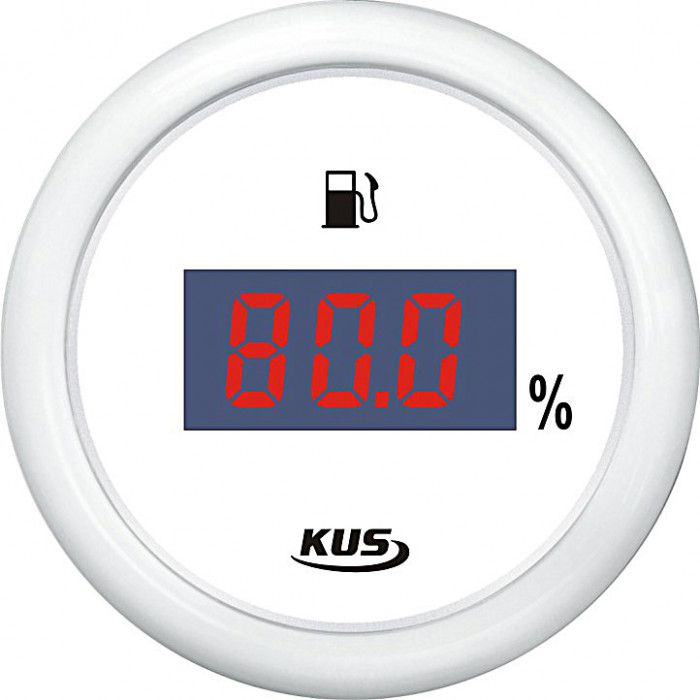 Цифровой указатель уровня топлива KUS WW JMV00353 Ø52мм 12/24В IP67 0-190Ом 0-100% белый/белый