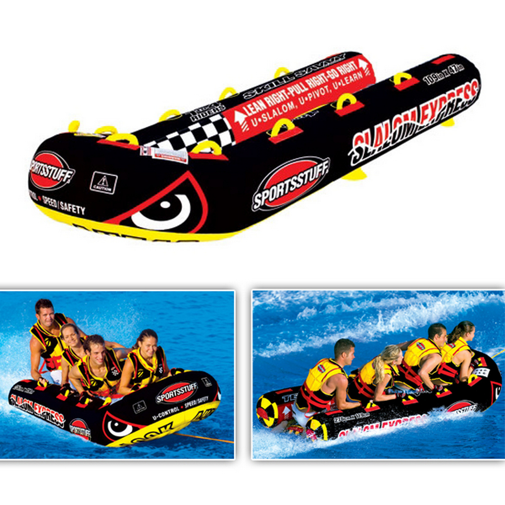 Водный буксируемый баллон четырехместный удлиненный Sportsstuff Slalom Express 53-2185 2760 x 1190 мм черный/красный/желтый