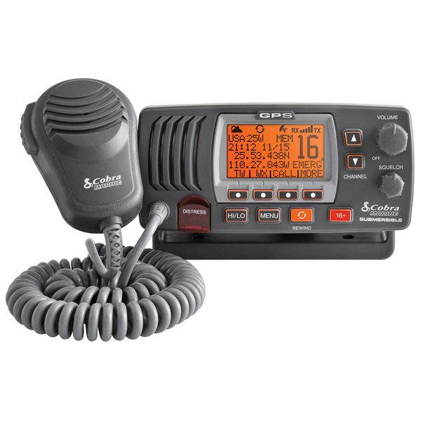 Стационарная морская радиостанция VHF Cobra MR F77B GPS Class-D DSC 1/25Вт 159x57x180мм чёрная с встроенным GPS