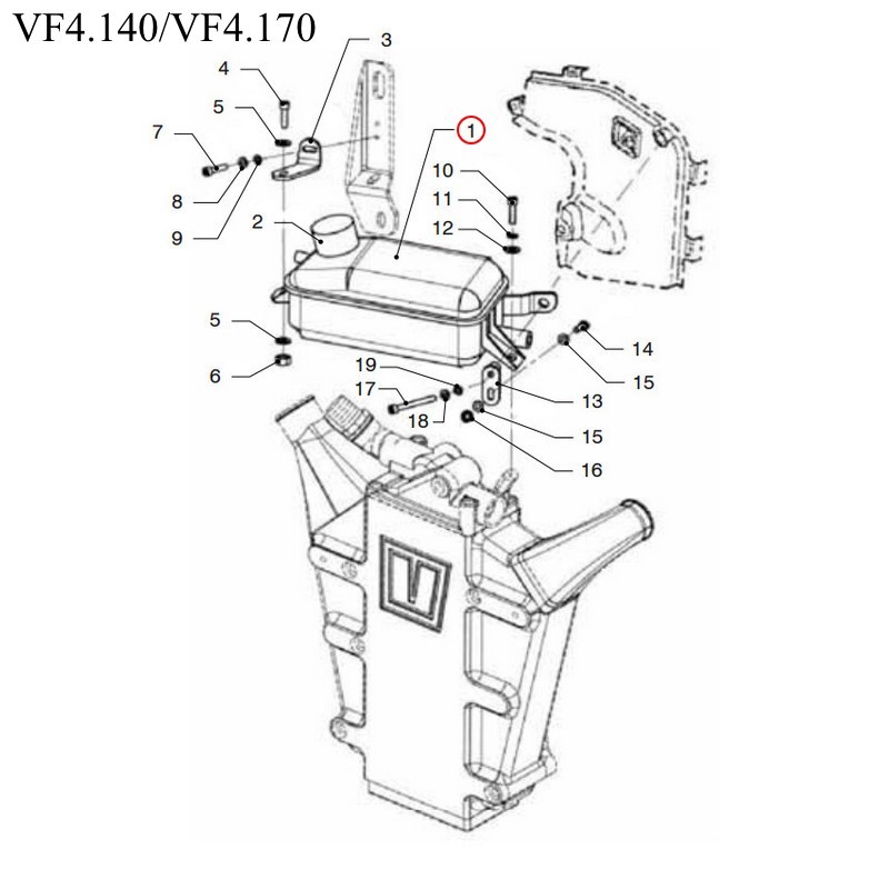 Расширительный бачок Vetus VFP01496 для двигателей VF4.140/VF4.170/VF5.220/VF5.250