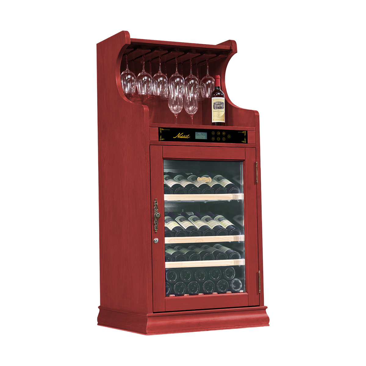 Винный шкаф отдельностоящий с зоной сервировки Libhof Noblest NB-43 Red Wine 700х650х1460мм на 43 бутылки из американского дуба 