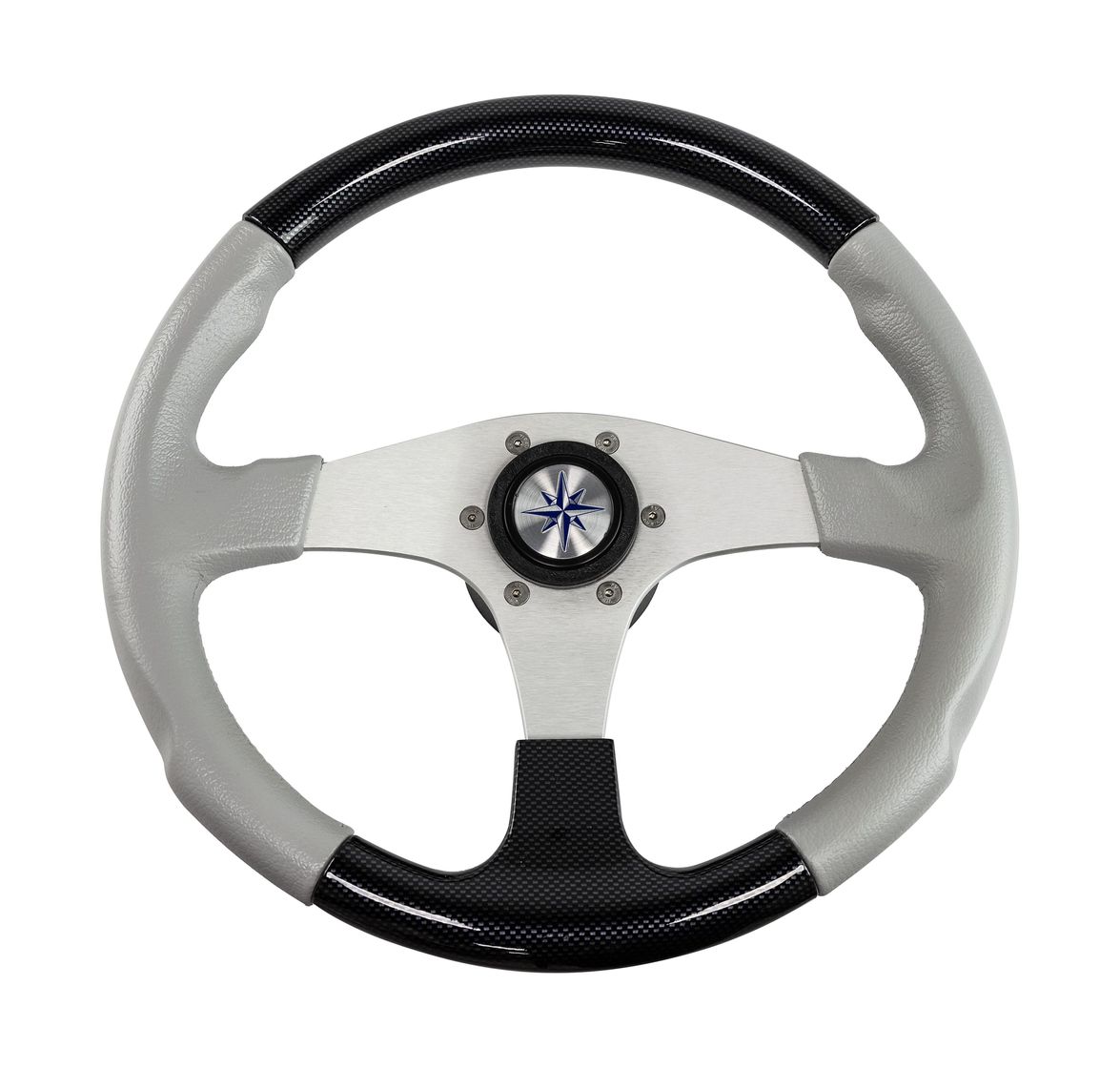 Рулевое колесо EVO MARINE 2 обод черный/серый, спицы серебряные д. 355 мм Volanti Luisi VN850003-35
