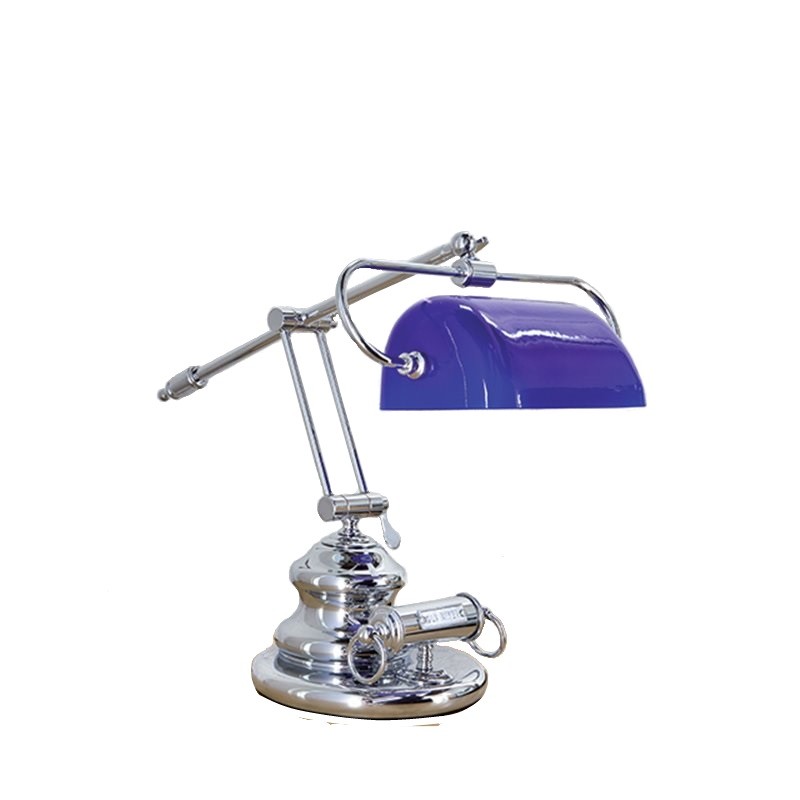 Лампа настольная хромированная Foresti & Suardi Porto Ponecla 3103.C.BLU E27 220/240 В 77 Вт синее стекло