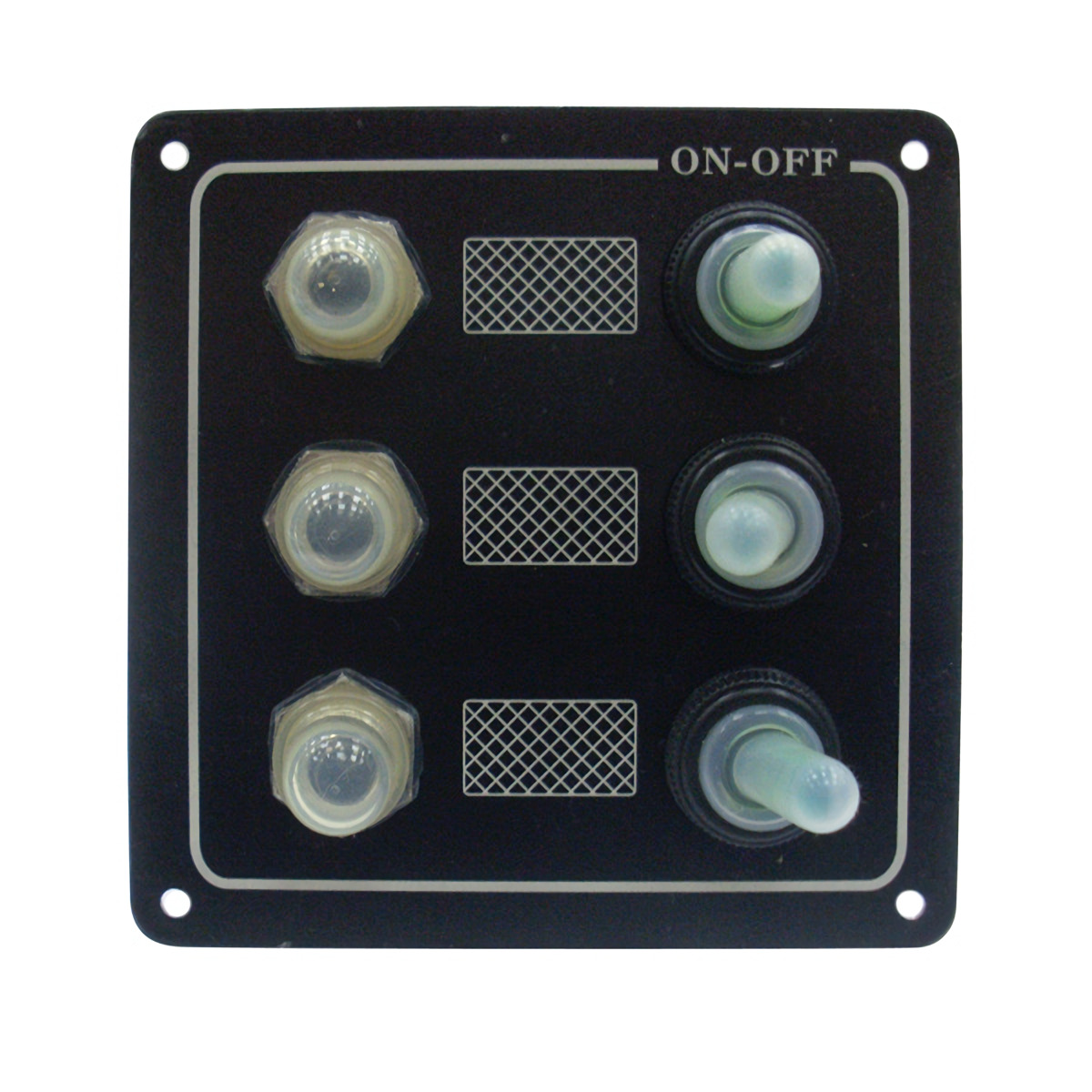 Панель выключателей влагозащищенная из алюминия TMC 03533 12 В 100 х 100 х 1,2 мм  3 выключателей 3 предохранителей