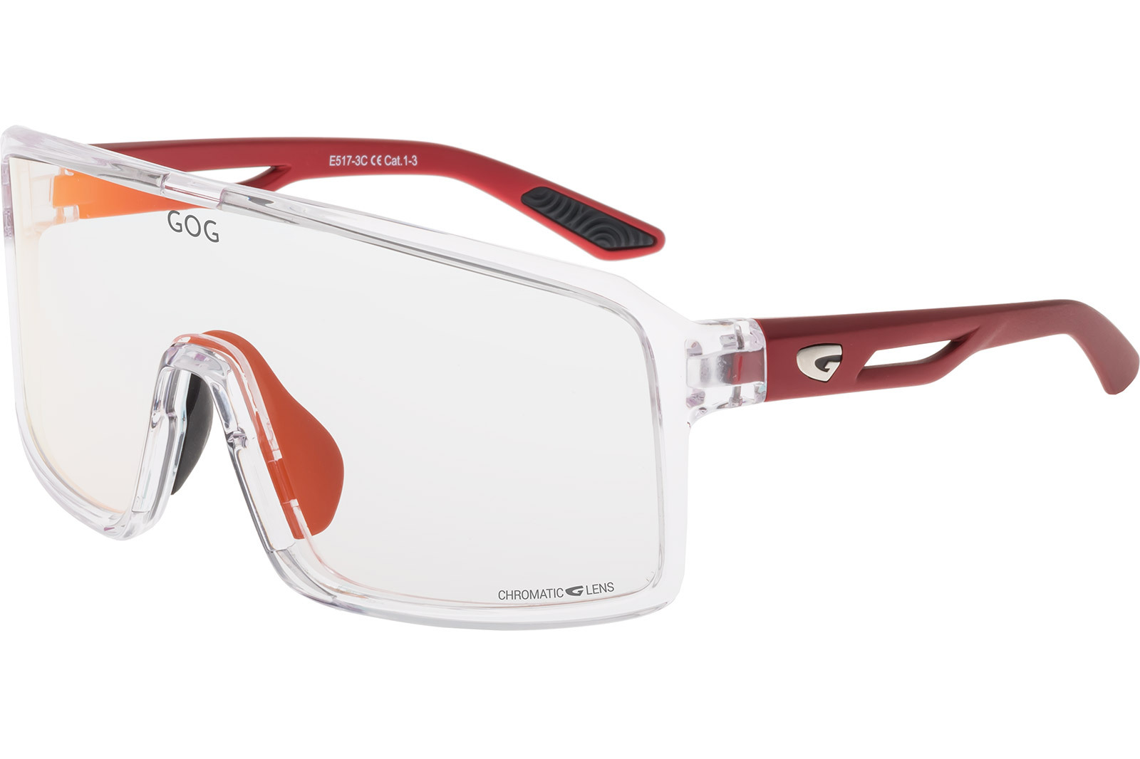 Купить Спортивные очки GOG Ragnarok / Cristal Clear-Matt Metallic Red / Photochromic Red Lens, e517-3c 7ft.ru в интернет магазине Семь Футов