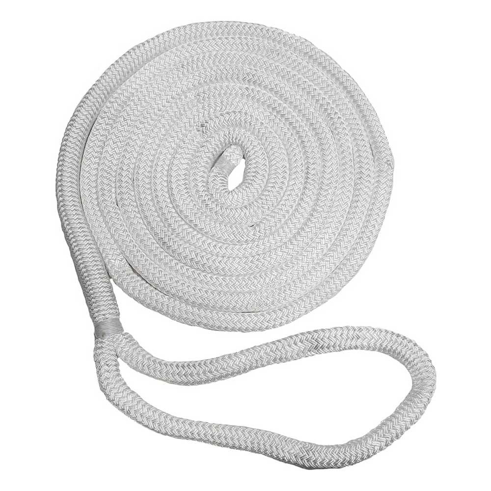 New england ropes 325-50502000035 10.67 m Двойной плетеный док-трос Серый White 15.9 mm