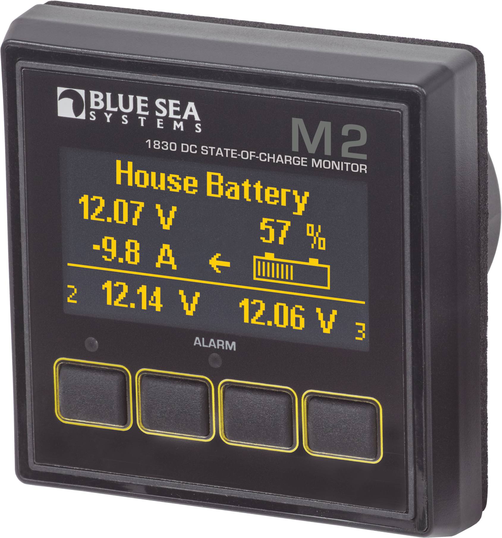 Вольтметр-амперметр цифровой Blue Sea M2 1830 12-48В +/-500А IP66 для 3 АКБ