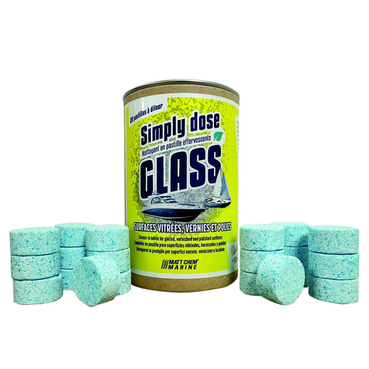 Шипучая чистящая таблетка Matt Chem Marine Simply Glass 353M.20 для очистки лакированных и полированных поверхностей 20шт х 5гр