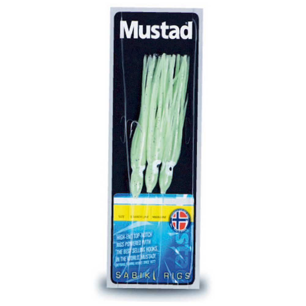 Mustad CL-RIG37-6/0-10 Squid 3 Hooks Бежевый  Green Glow 6/0 