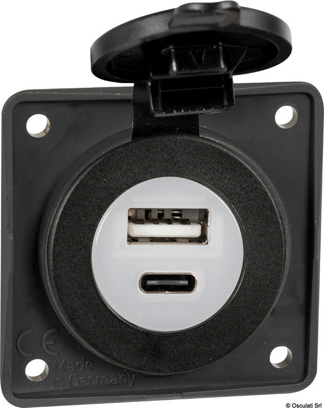 Купить Presa incasso doppia USB Type-A + Type-C, Osculati 14.527.01 7ft.ru в интернет магазине Семь Футов
