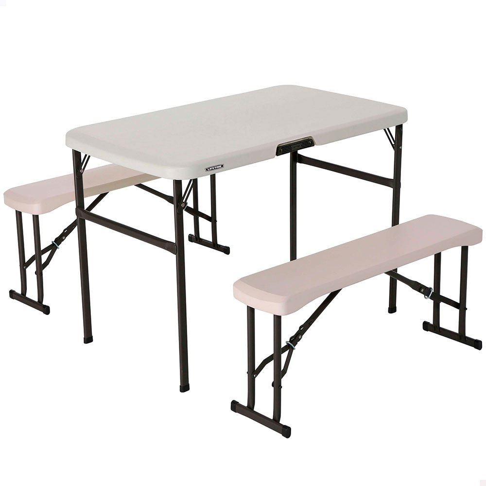 Lifetime 92202 Сверхпрочный складной стол с 106x61x74 cm UV100 с 2 скамьями 106x61x74 cm UV100 Черный White
