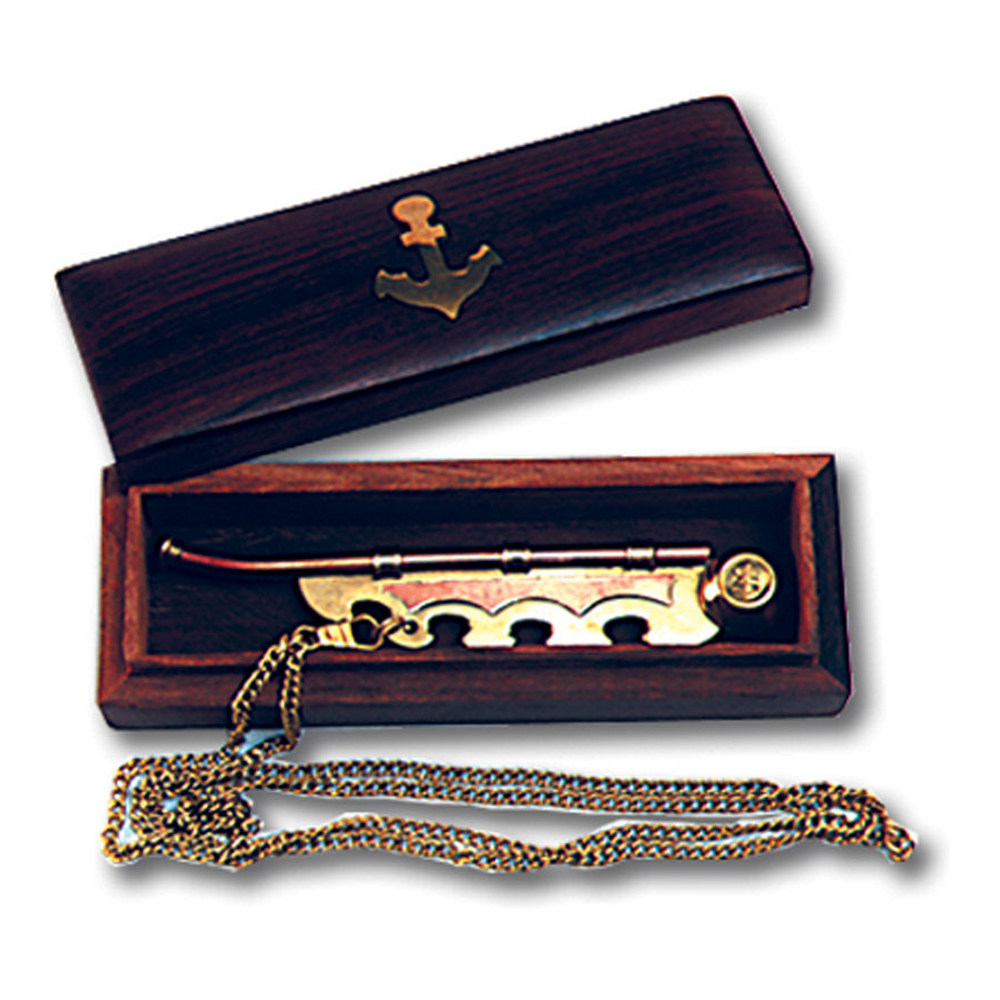 Свисток боцманский латунный Foresti & Suardi SIFF004 150×50мм в деревянной коробке