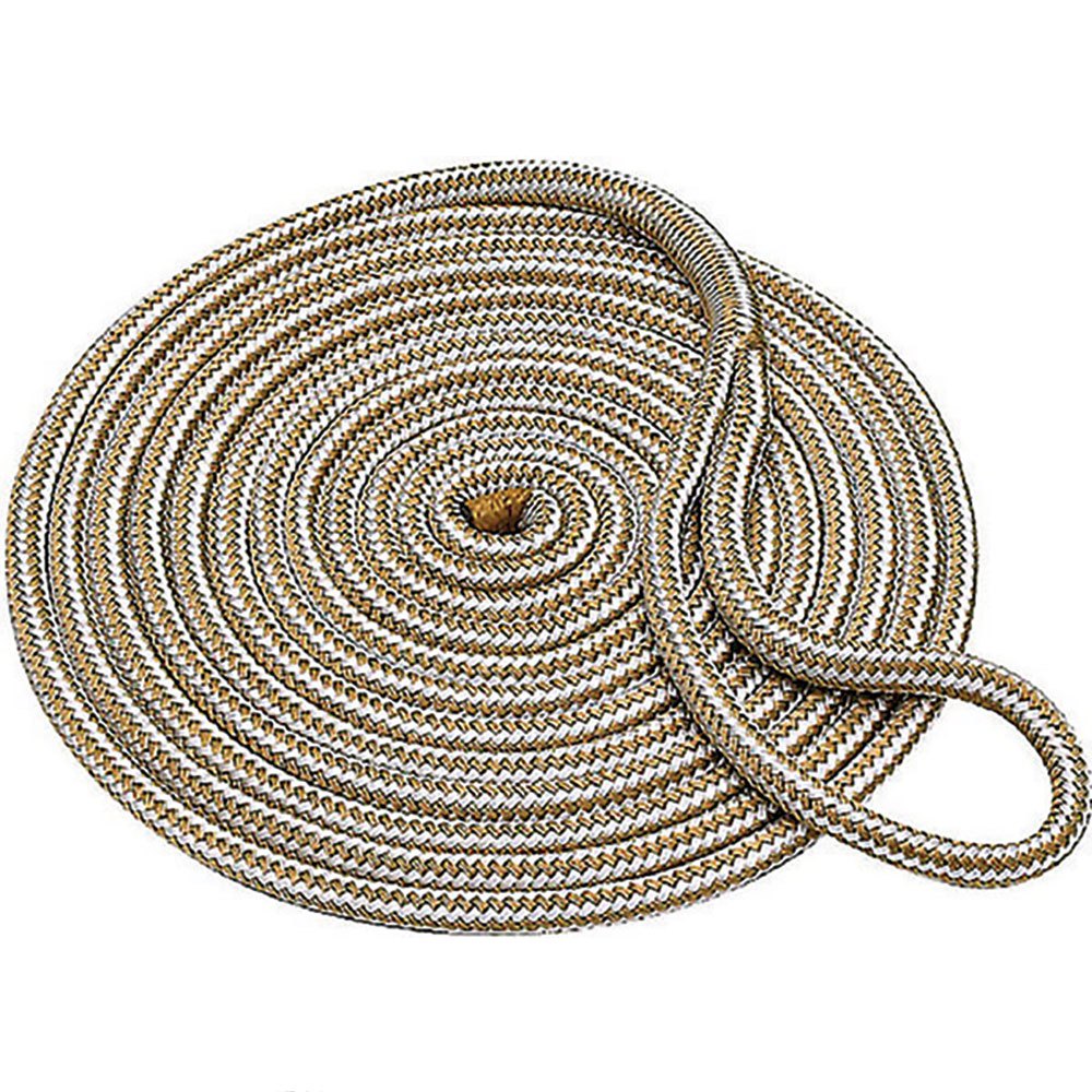 Seachoice 50-40241 Dock Line 13 mm Double Braided Nylon Rope Серый Gold / White 6 m 