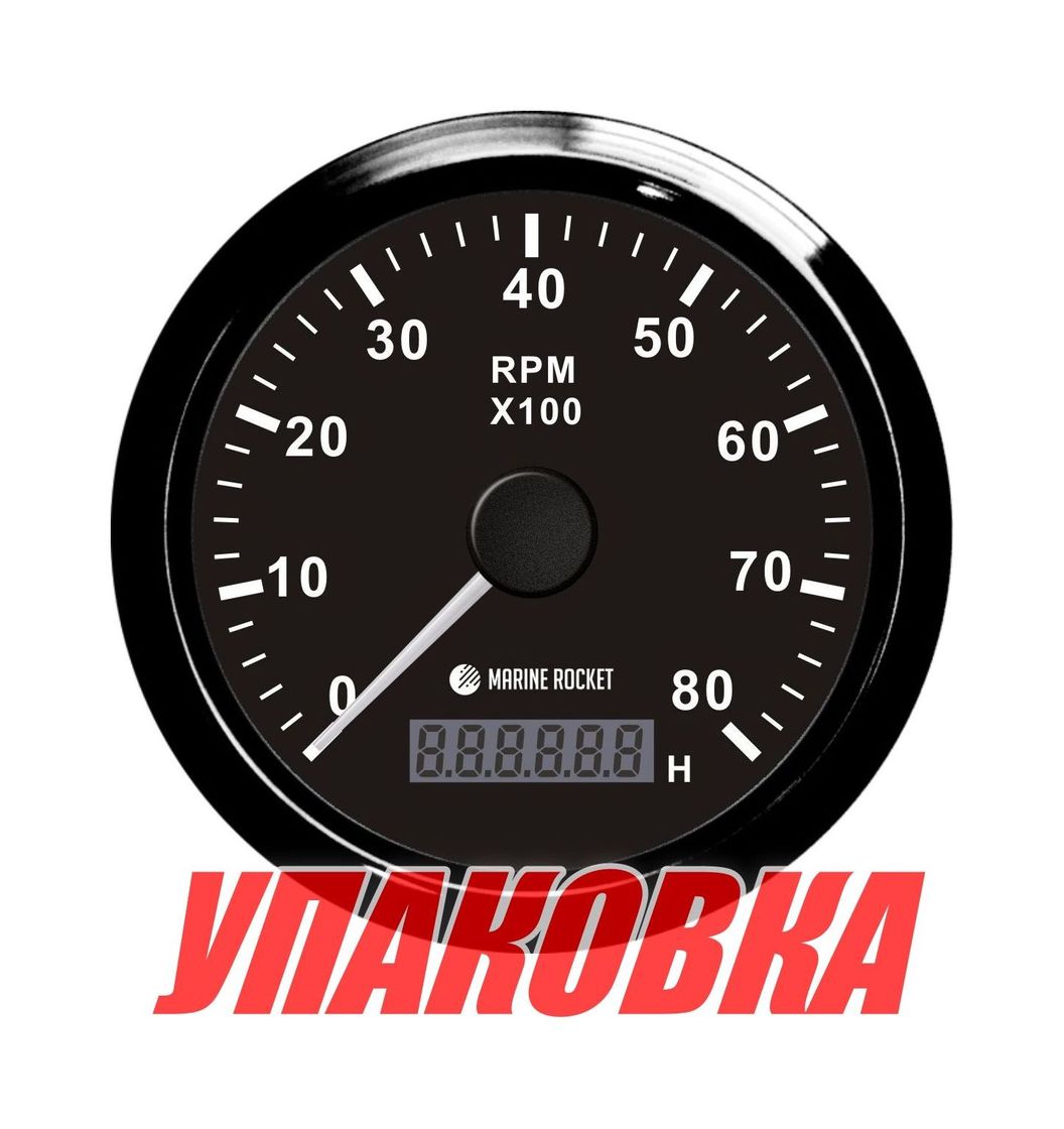 Купить Тахометр 0-8000 об/мин со счетчиком моточасов делитель 1-10, черный циферблат, черный ободок, Marine Rocket (упаковка из 8 шт.) TM8010BBMR_pkg_8 7ft.ru в интернет магазине Семь Футов