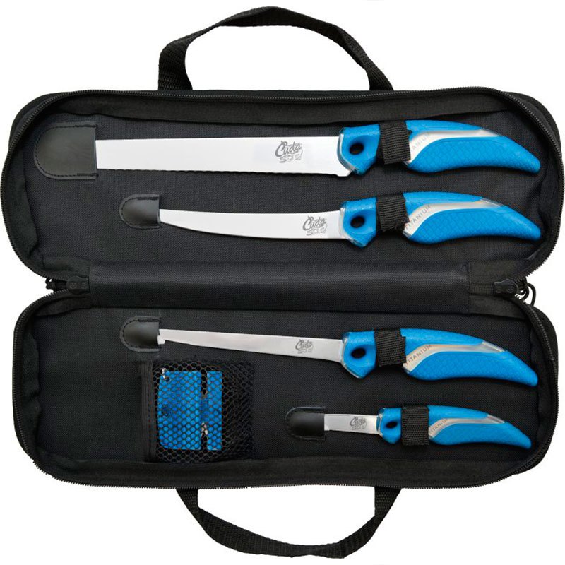 Cuda 220325 Knife Set With Sharpener&Case Голубой  Black