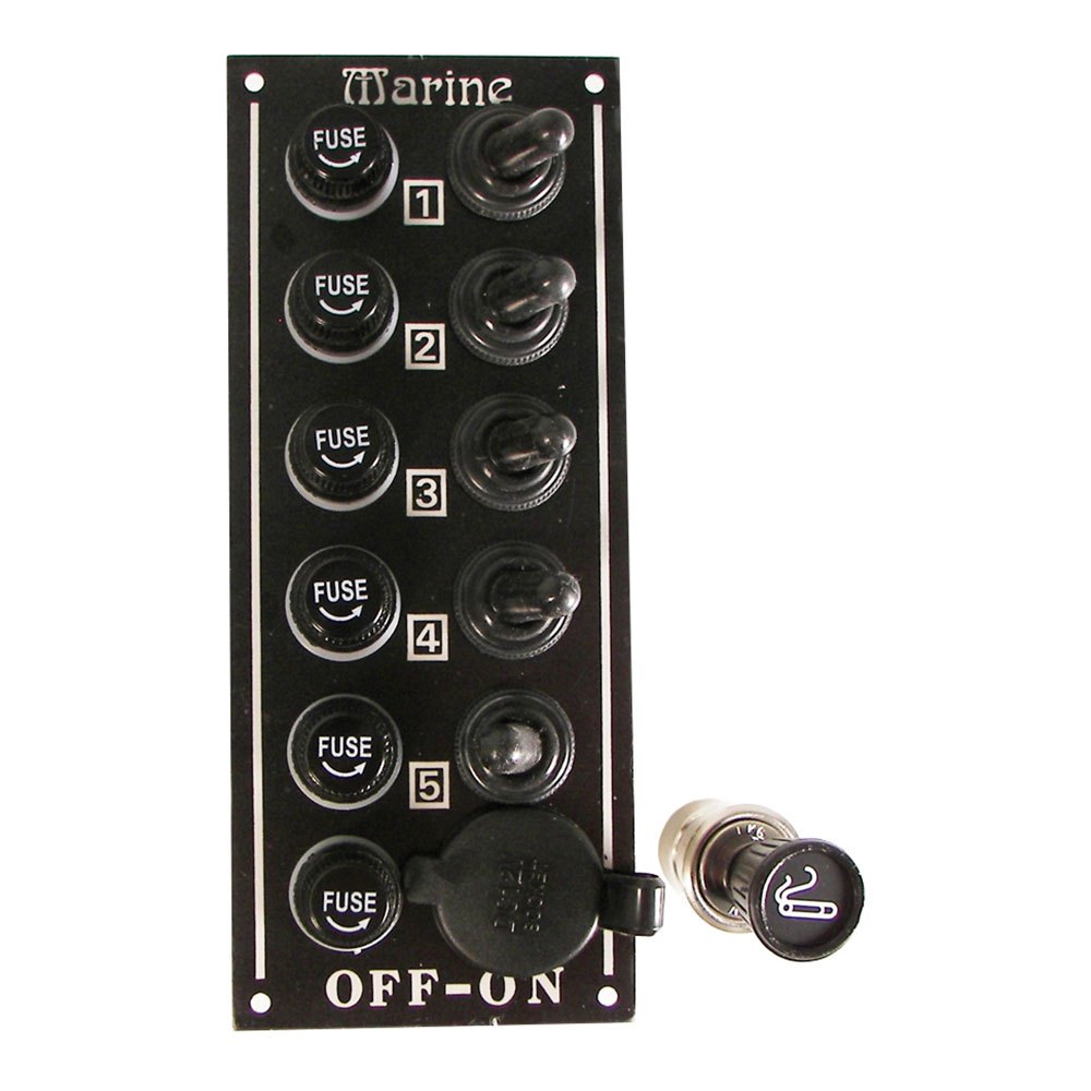 Marine town 3939227 5 Электрическая панель переключателей с прикуривателем Серебристый Black 170 x 70 mm 
