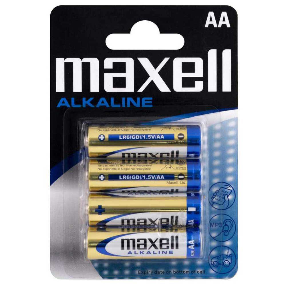 Maxell 47011185 BL.4 AA L406-B4 Щелочные батареи 4 единицы Золотистый Black / Blue