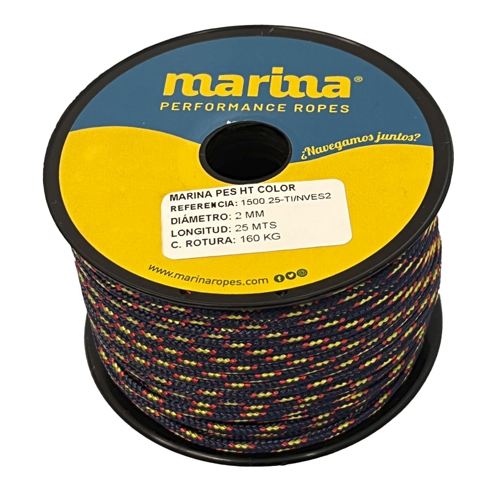 Marina performance ropes 1500.25/NVES3 Marina Pes HT Color 25 m Двойная плетеная веревка Золотистый Navy / España 3 mm 