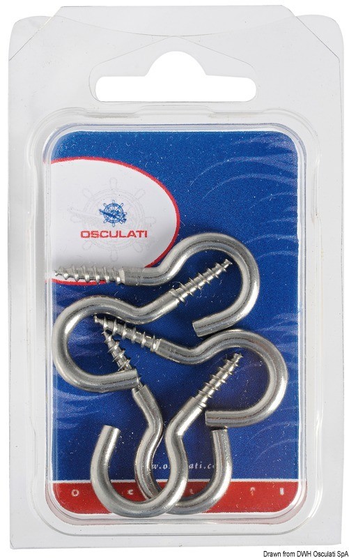 Купить SS curved screw hooks 37 x 3.5 mm Blister packaging 7 pcs, 09.034.01 7ft.ru в интернет магазине Семь Футов