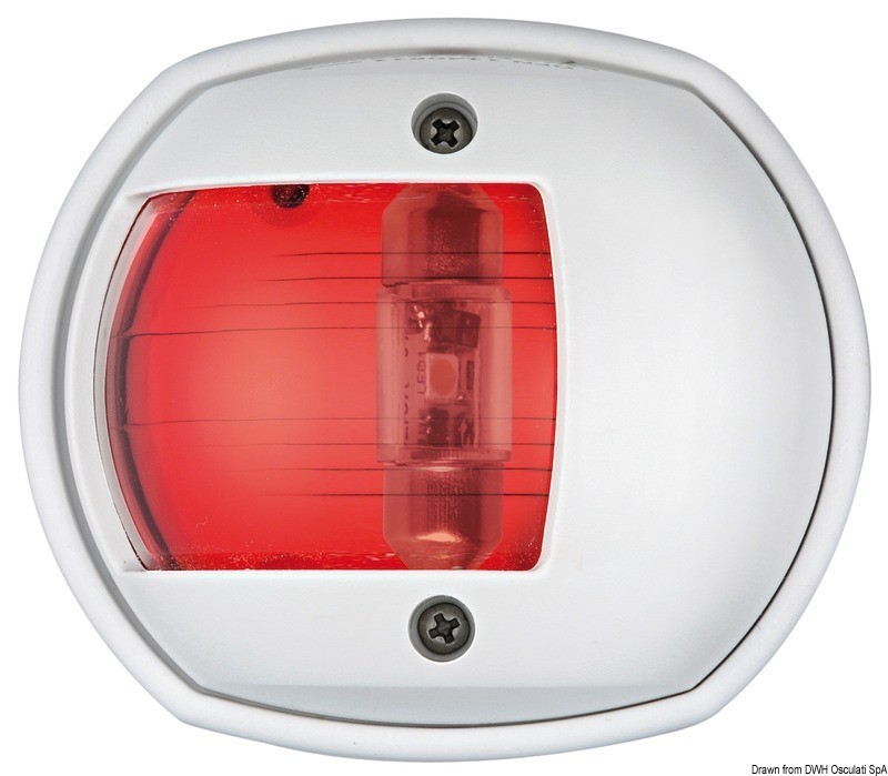 Купить Бортовой огонь светодиодный Sphera Design Compact 12 LED красный 112,5° 12 В 0,8 Вт 80 x 42 x 70 мм в белом корпусе для судов до 12 м, Osculati 11.448.11 7ft.ru в интернет магазине Семь Футов