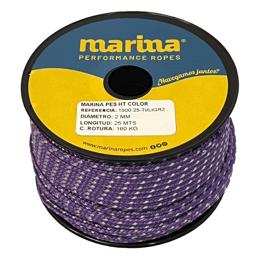 Marina performance ropes 1500.25/LIGR2 Marina Pes HT Color 25 m Двойная плетеная веревка Бесцветный Lilacc / Grey 2 mm 