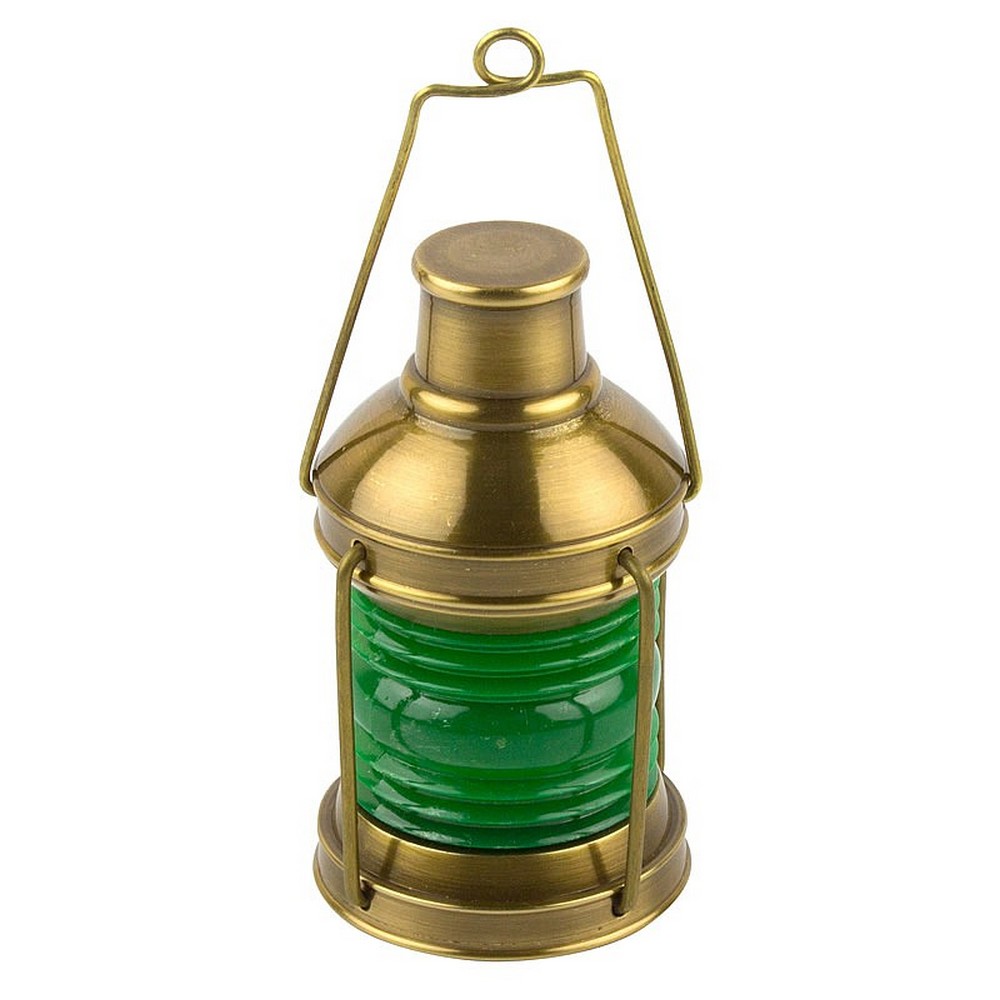 Лампа пресс-папье правого борта из полированной латуни Nauticalia 2938 130мм зеленая