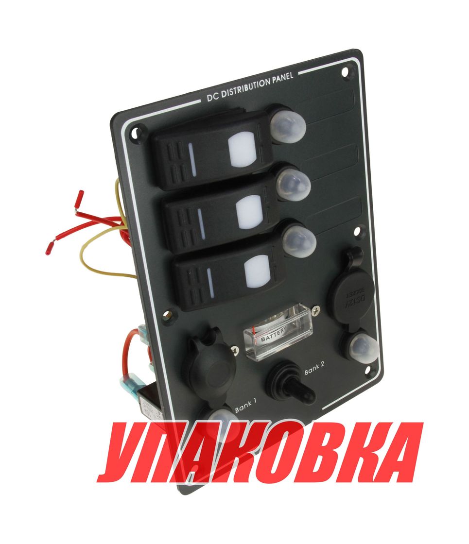 Купить Панель бортового питания 3 переключателя, автоматы, разьём прикуривателя, розетка (упаковка из 10 шт.) AES.Co AES121417A_pkg_10 7ft.ru в интернет магазине Семь Футов
