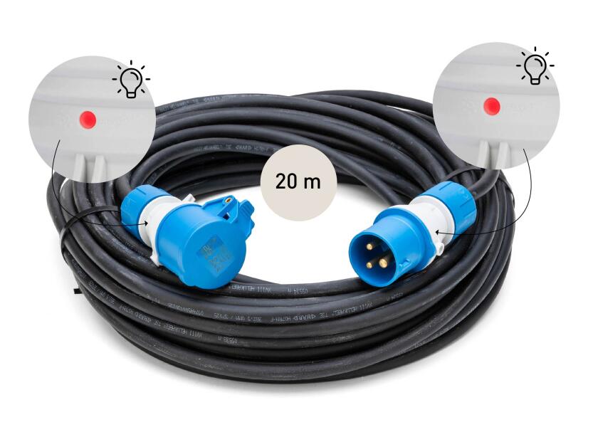 Купить CEE Extension Cable / 1.5 qmm / 20 m / rubber cable / black / with power indicator 76549-bvs 7ft.ru в интернет магазине Семь Футов