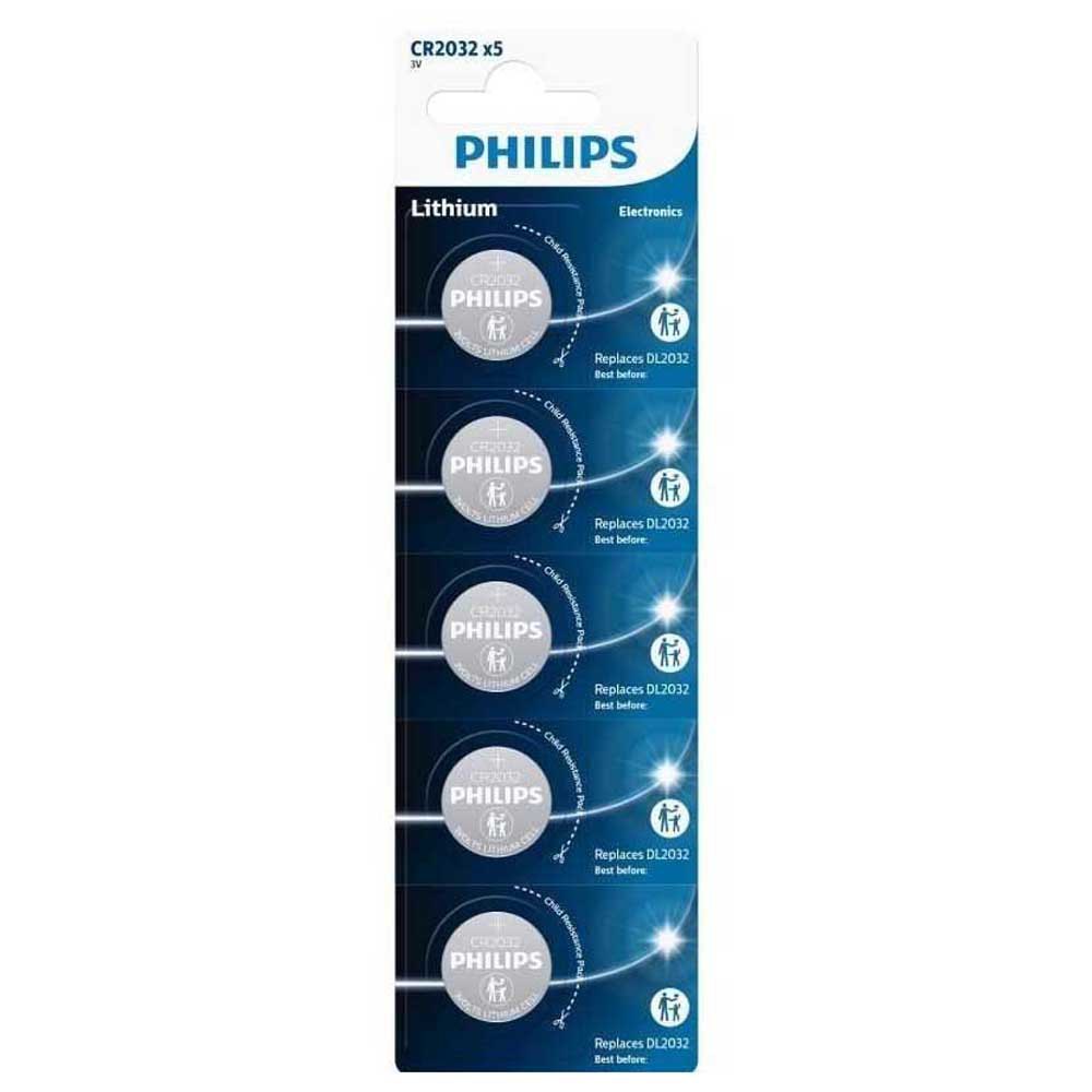 Philips CR2032P5/01B Литиевая батарейка 5 единицы измерения Бесцветный Silver