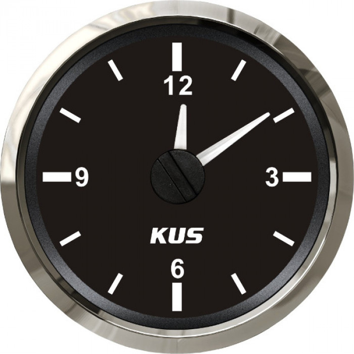 Аналоговые кварцевые часы KUS BS KY09000 Ø52мм 12/24В IP67 12-часовой формат чёрный/нержавейка