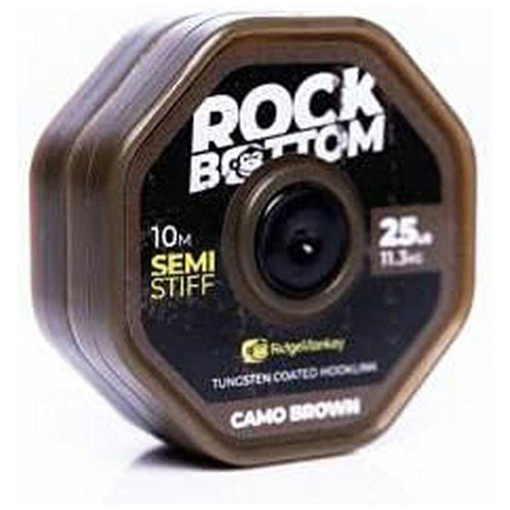 Ridgemonkey RMT-RBTC-SSB25 Connexion Rock Bottom Tungsten Semi Coated Hooklink 20 m Карповая Ловля Camo Brown 25 Lbs 