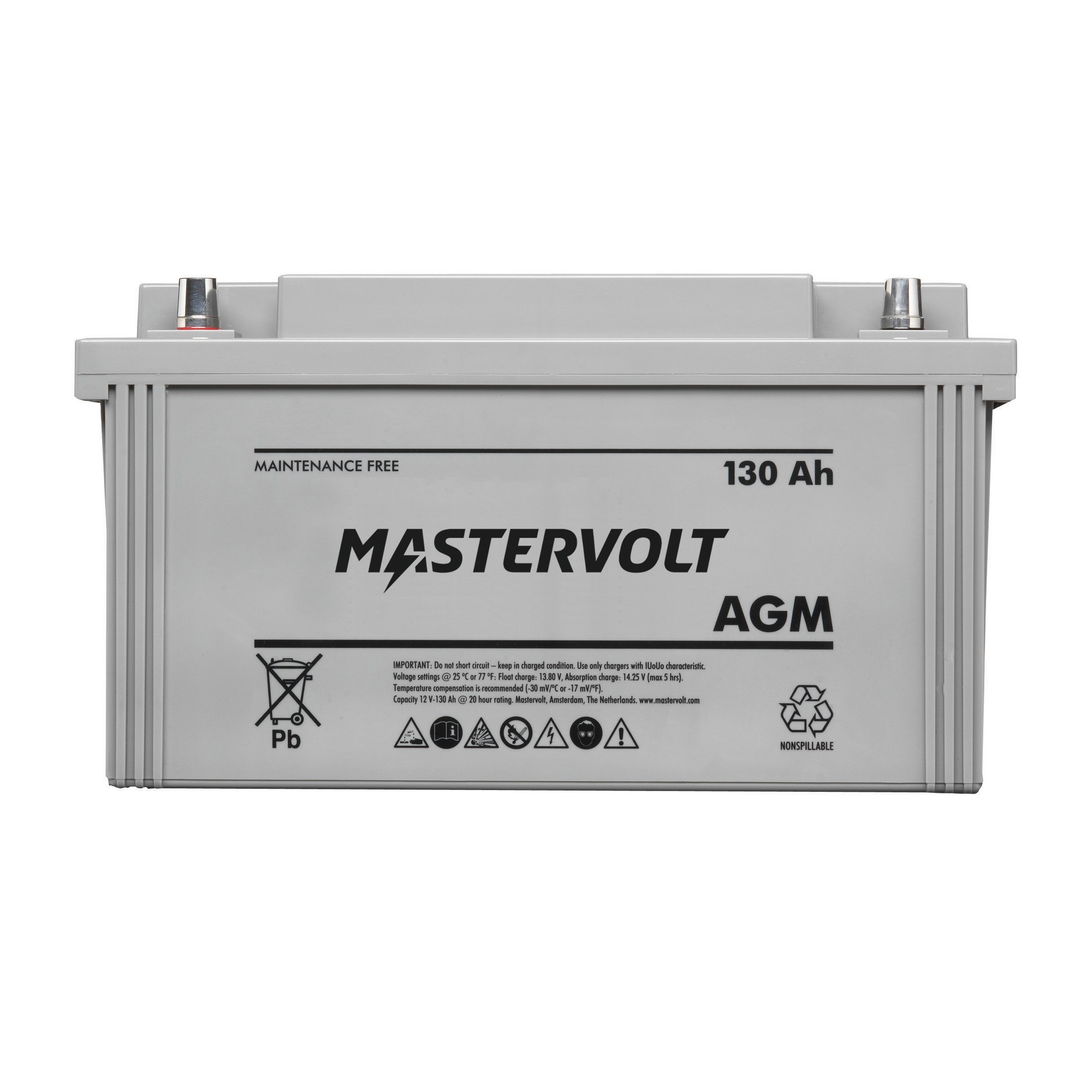 Судовой необслуживаемый аккумулятор Mastervolt AGM 12/130 62001300 12 В 130 Ач 590/940 А 408 x 176 x 228 мм