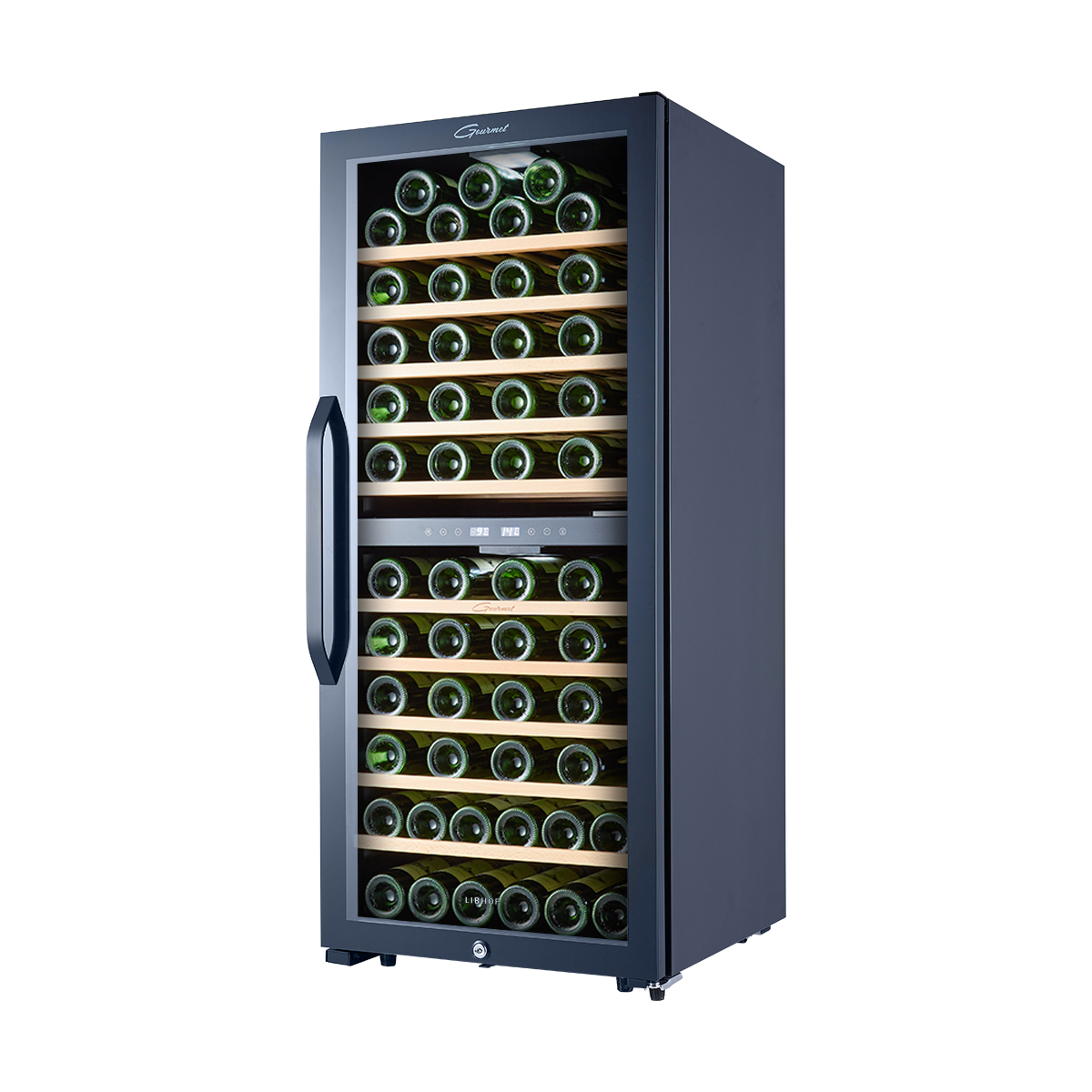 Винный шкаф двухзонный отдельностоящий Libhof Gourmet GMD-87 Black 550х585х1277мм на 87 бутылок компрессорный черный с белой подсветкой с угольным фильтром