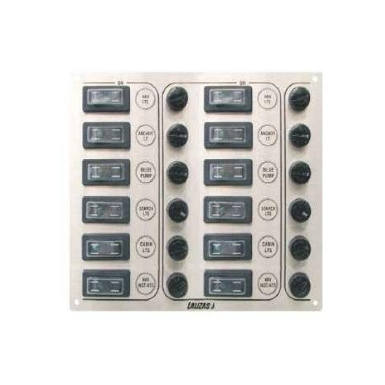 Панель на 12 выключателей Lalizas Sp12 Ultra 31299 10A 12-24В 180х165мм стальная из нержавеющей стали