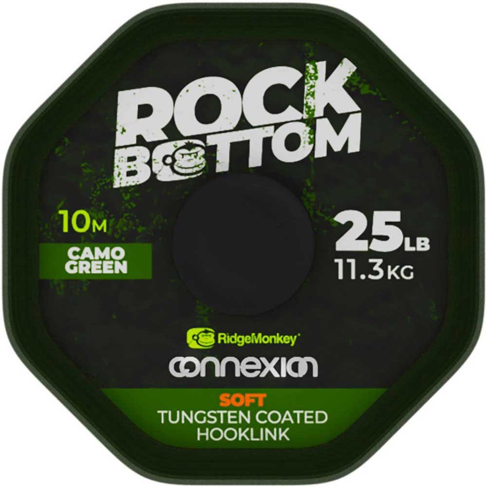 Ridgemonkey RMT-RBTC-SCG25 Connexion Rock Bottom Tungsten Soft Coated Hooklink 20 m Карповая Ловля Camo Green 25 Lbs 