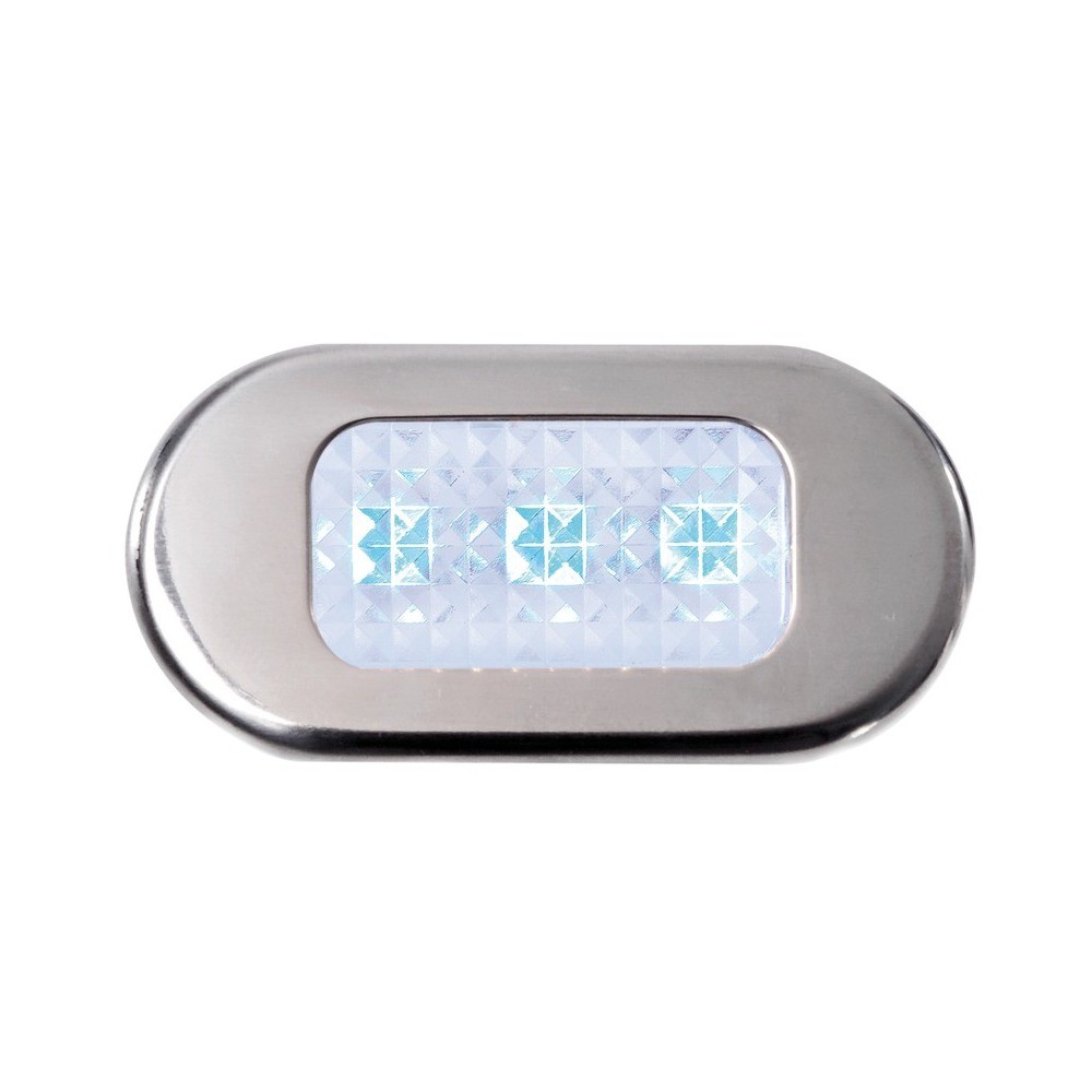 Встраиваемый LED светильник дежурного освещения 12В 0.6Вт 7Лм синий свет с декоративной накладкой фронтальный пучок, Osculati 13.181.03