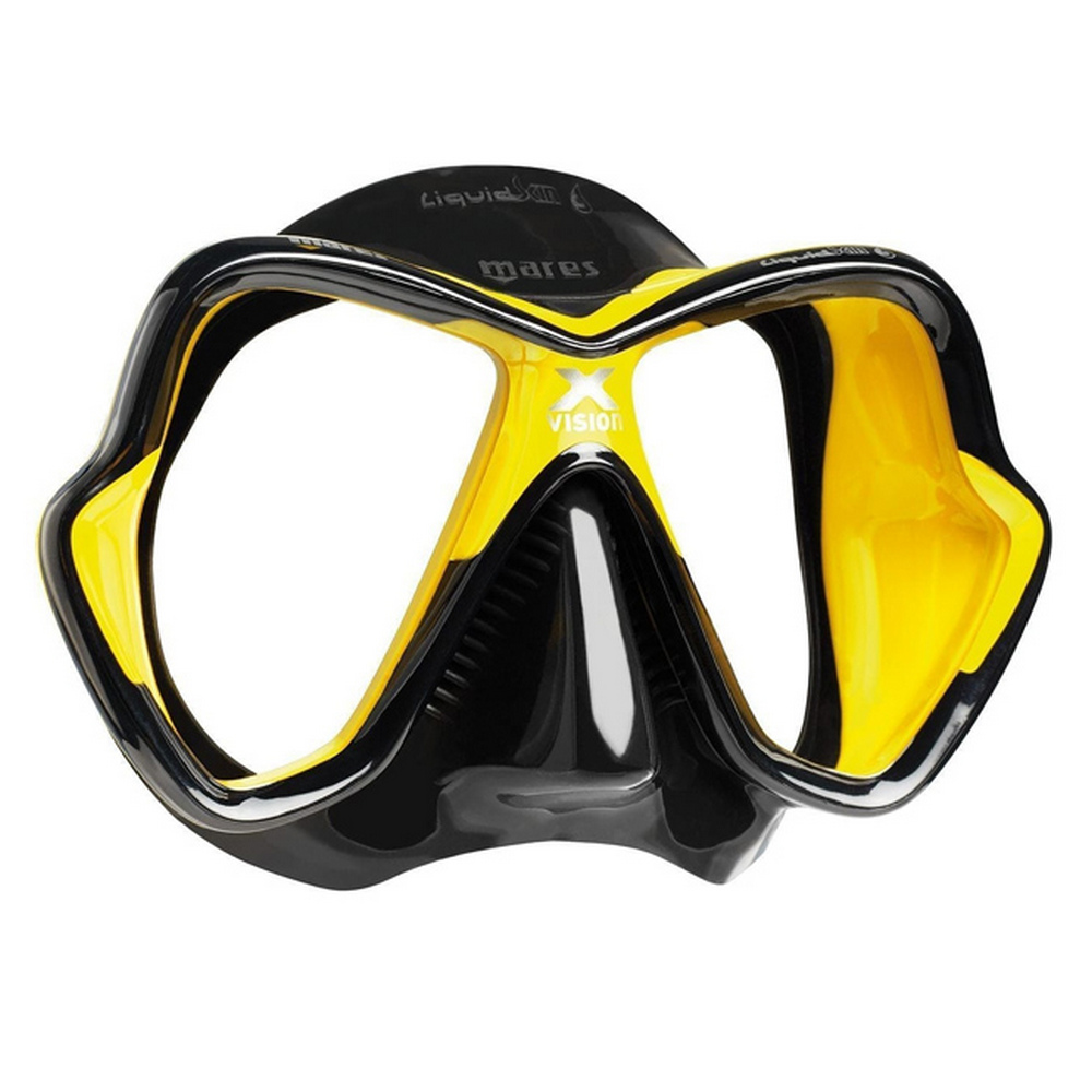 Маска для плавания двухлинзовая из бисиликона Mares X-Vision LiquidSkin 411045 черно-желтый/черно-желтый