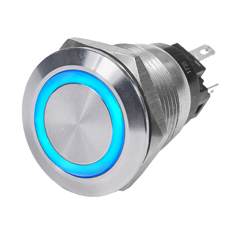 Выключатель кнопочный ON-OFF с фиксацией Blue Sea 4160 12 B 10 А синяя подсветка