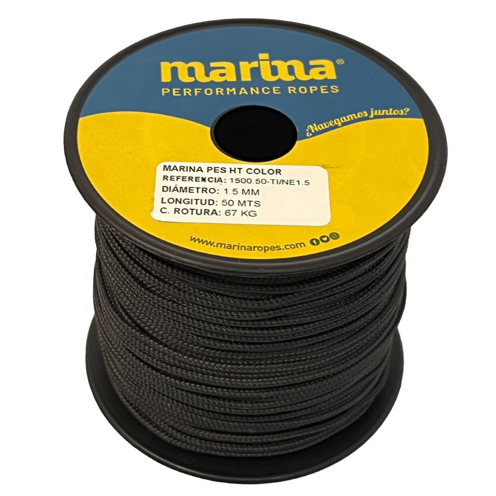 Marina performance ropes 1500.50/NE1 Marina Pes HT Color 50 m Двойная плетеная веревка Золотистый Black 1 mm 