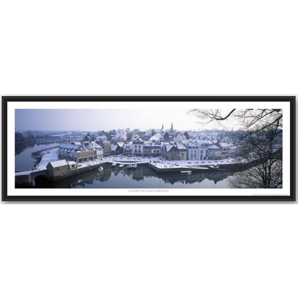 Постер Порт Сен-Густан под снегом "Le port de Saint-Goustan sous la neige" Филиппа Плиссона Art Boat/OE 339.01.943N 33x95см в черной рамке