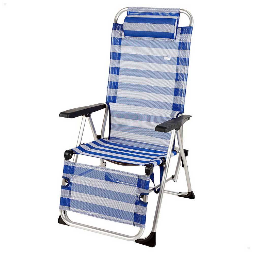 Aktive 62298 Лежащий пляжный шезлонг с подушкой Blue / White 75 x 63 x 43-114 cm