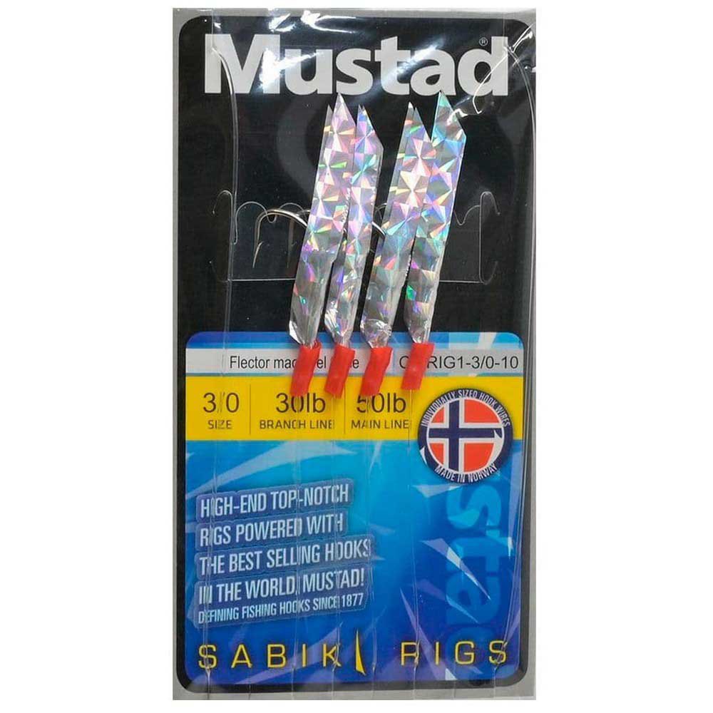 Mustad CL-RIG1-1/0-10 Flector Mackerel Trace Рыболовное Перо Бесцветный 1/0 