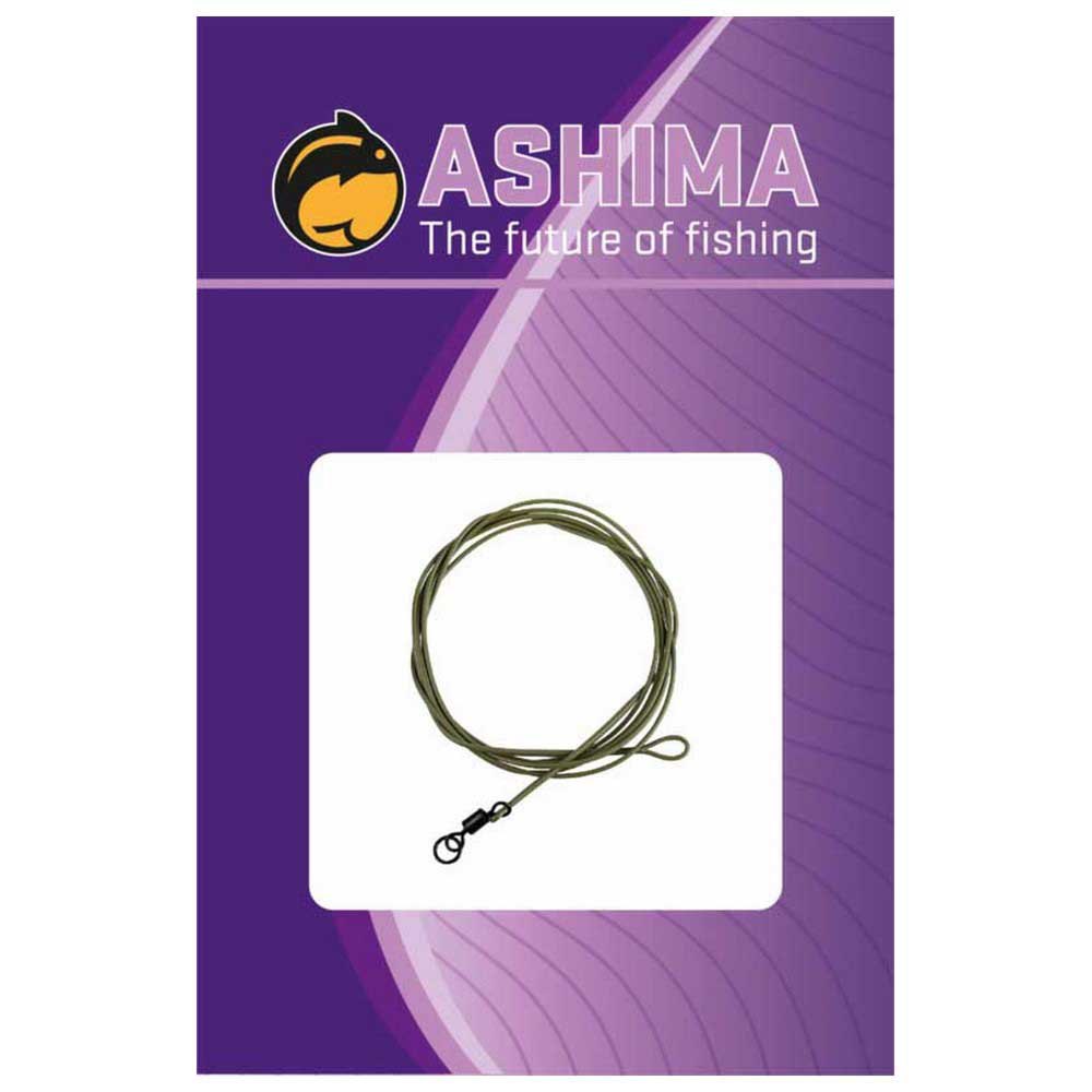 Ashima fishing ASLLRG Coated Loop R Swivel 100 cm Лидер  Washed Out Green 30 Lbs