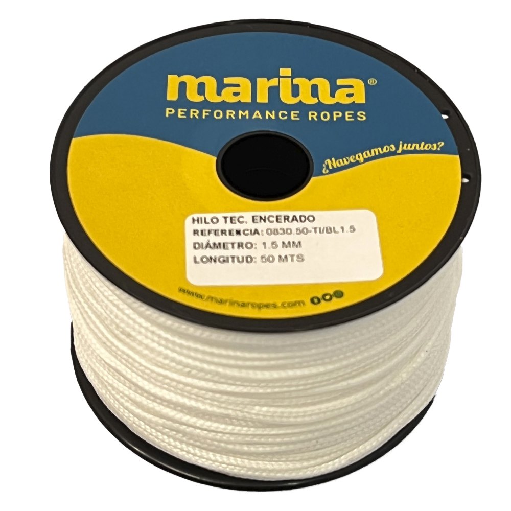 Marina performance ropes 0830.50/BL1 Вощеная техническая нить 50 m Плетеная веревка Золотистый White 1 mm 
