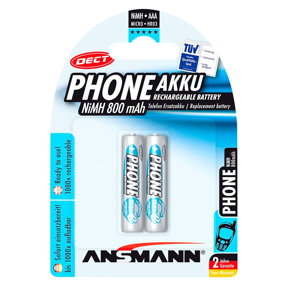 Ansmann 5035332 Micro AAA 800mAh DECT Phone 1x2 NiMH Перезаряжаемый Micro AAA 800mAh DECT Phone Аккумуляторы Серебристый Silver